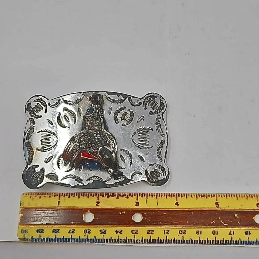 Vintage Mens Western Belt Buckle With A Raised Saddle